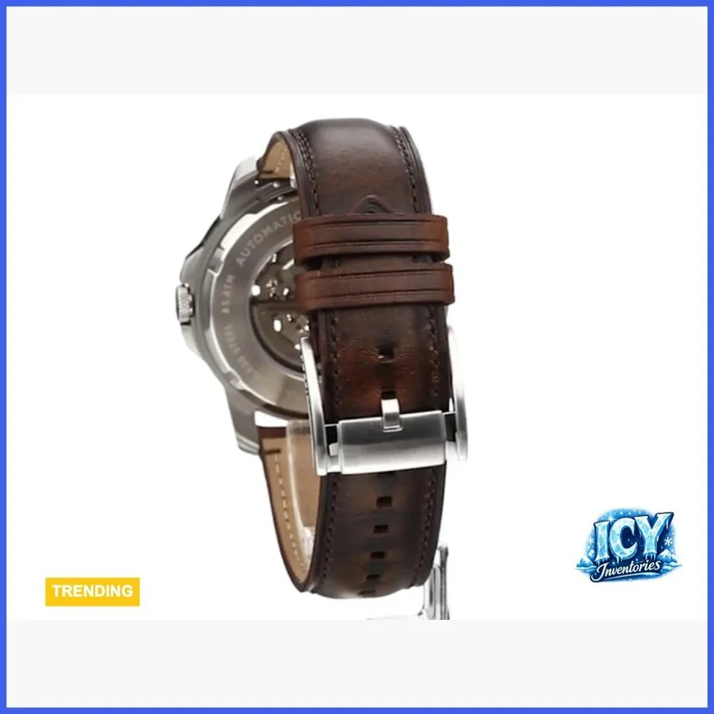 Stainless Steel and Leather Chronograph Watch with Automatic Movement